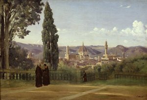 Näkymä Firenzeen Boboli Gardensista, n. 1834-36 tekijältä Jean Baptiste Camille Corot